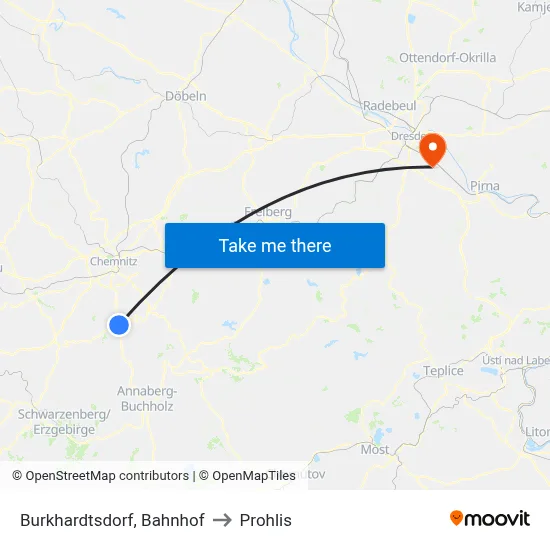 Burkhardtsdorf, Bahnhof to Prohlis map