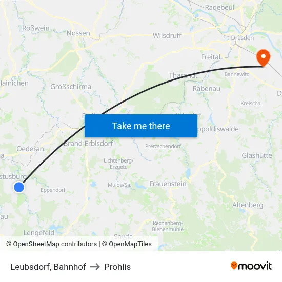 Leubsdorf, Bahnhof to Prohlis map