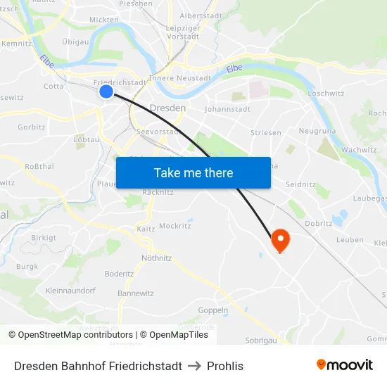 Dresden Bahnhof Friedrichstadt to Prohlis map