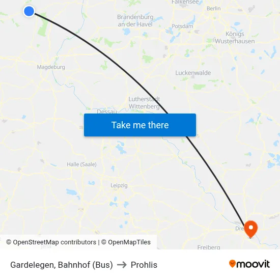 Gardelegen, Bahnhof (Bus) to Prohlis map