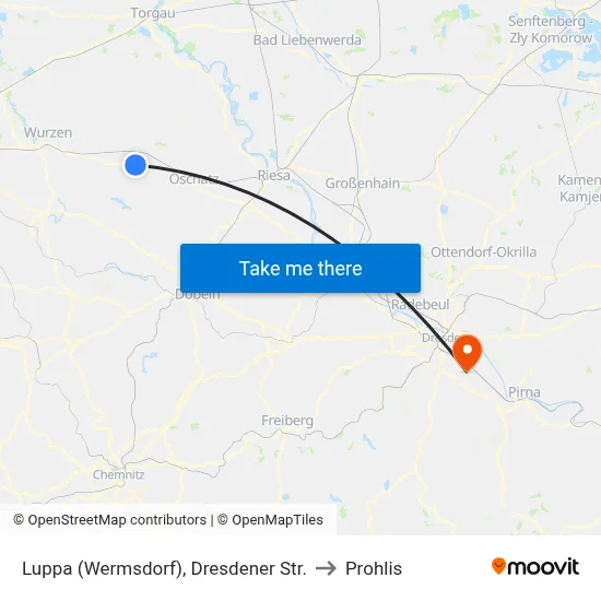 Luppa (Wermsdorf), Dresdener Str. to Prohlis map