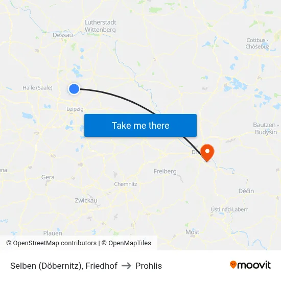 Selben (Döbernitz), Friedhof to Prohlis map