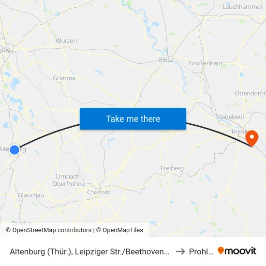 Altenburg (Thür.), Leipziger Str./Beethovenstr. to Prohlis map