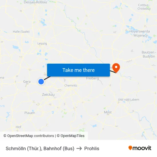 Schmölln (Thür.), Bahnhof (Bus) to Prohlis map
