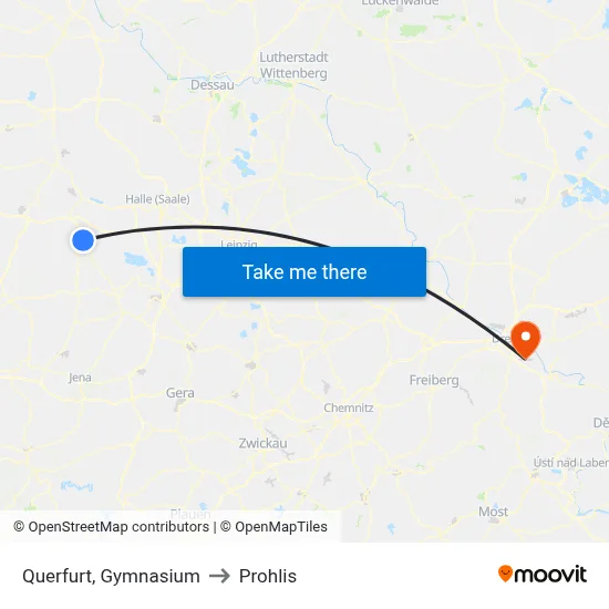 Querfurt, Gymnasium to Prohlis map