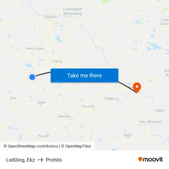 Leißling, Ekz to Prohlis map