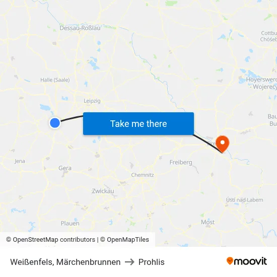 Weißenfels, Märchenbrunnen to Prohlis map