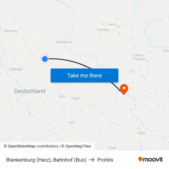 Blankenburg (Harz), Bahnhof (Bus) to Prohlis map