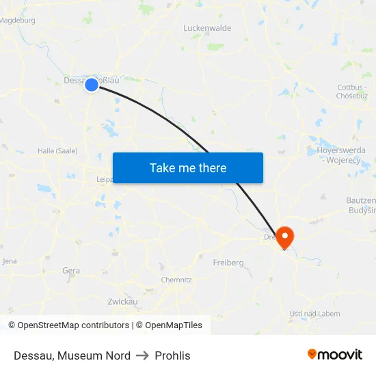 Dessau, Museum Nord to Prohlis map