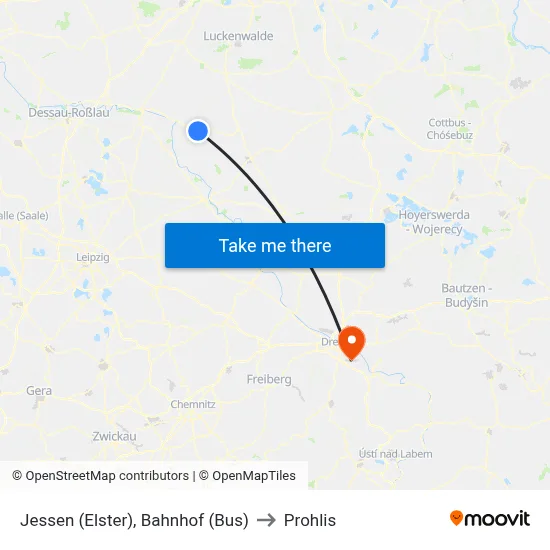 Jessen (Elster), Bahnhof (Bus) to Prohlis map