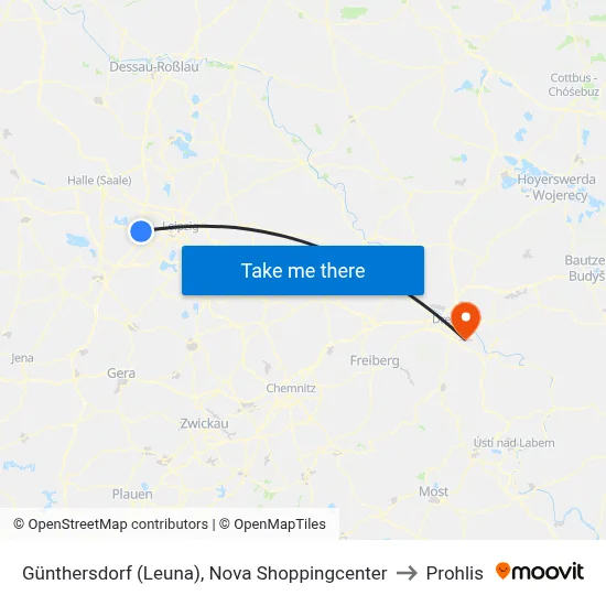 Günthersdorf (Leuna), Nova Shoppingcenter to Prohlis map