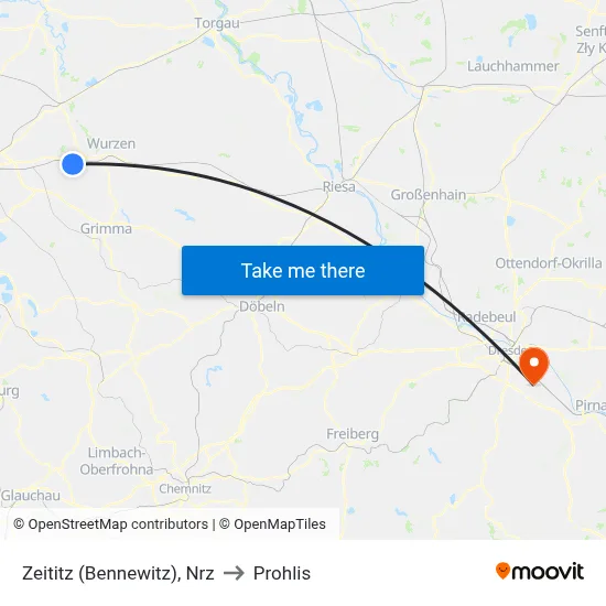 Zeititz (Bennewitz), Nrz to Prohlis map