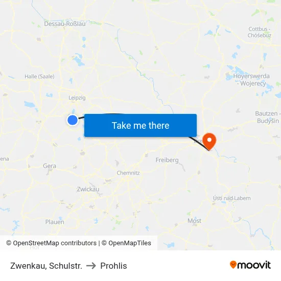 Zwenkau, Schulstr. to Prohlis map
