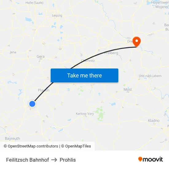 Feilitzsch Bahnhof to Prohlis map