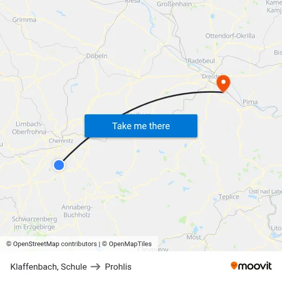 Klaffenbach, Schule to Prohlis map