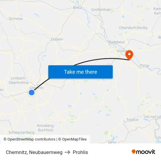Chemnitz, Neubauernweg to Prohlis map