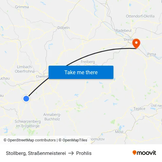 Stollberg, Straßenmeisterei to Prohlis map
