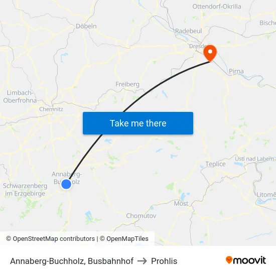 Annaberg-Buchholz, Busbahnhof to Prohlis map