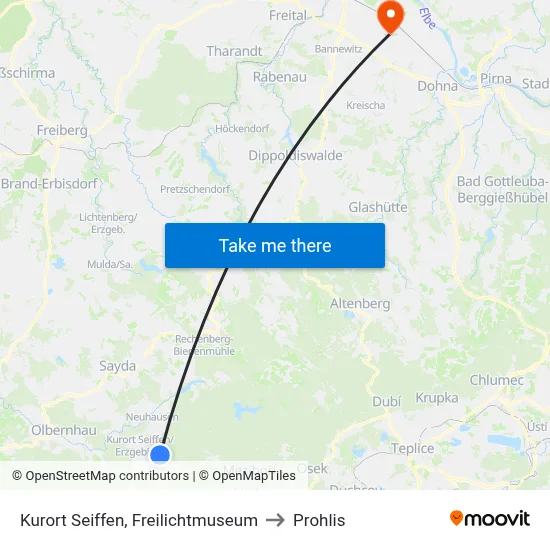 Kurort Seiffen, Freilichtmuseum to Prohlis map