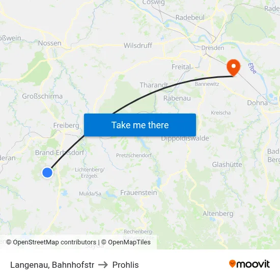 Langenau, Bahnhofstr to Prohlis map