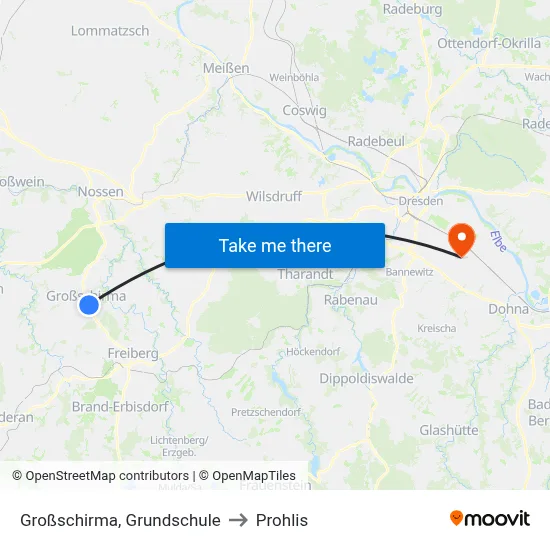 Großschirma, Grundschule to Prohlis map