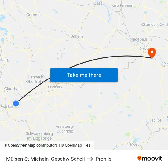 Mülsen St Micheln, Geschw Scholl to Prohlis map