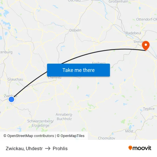 Zwickau, Uhdestr to Prohlis map