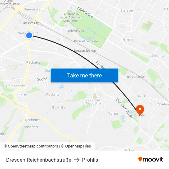 Dresden Reichenbachstraße to Prohlis map