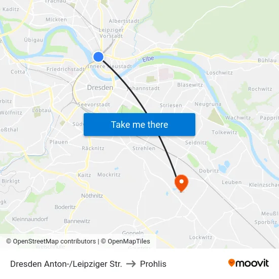 Dresden Anton-/Leipziger Str. to Prohlis map
