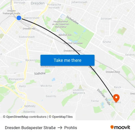 Dresden Budapester Straße to Prohlis map