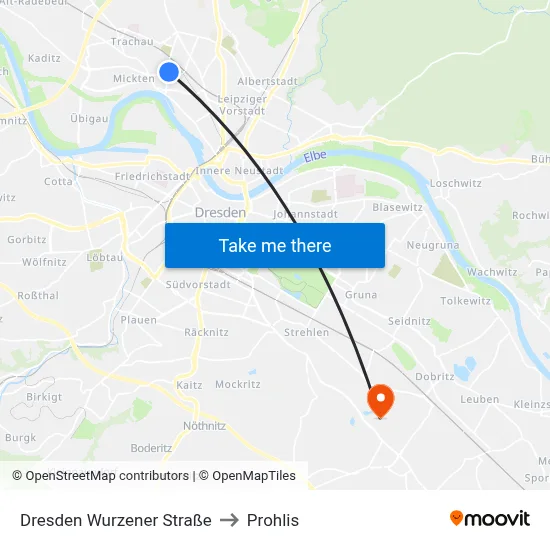 Dresden Wurzener Straße to Prohlis map