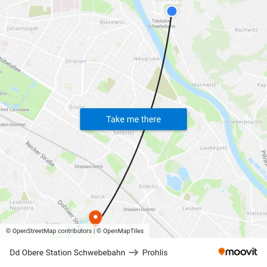Dd Obere Station Schwebebahn to Prohlis map