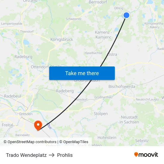 Trado Wendeplatz to Prohlis map