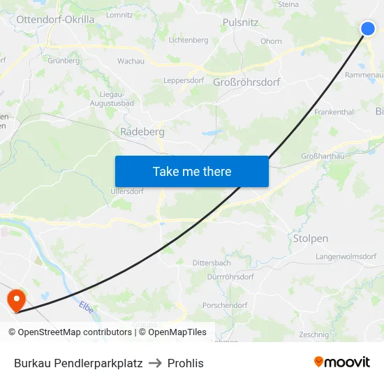 Burkau Pendlerparkplatz to Prohlis map