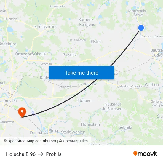 Holscha B 96 to Prohlis map