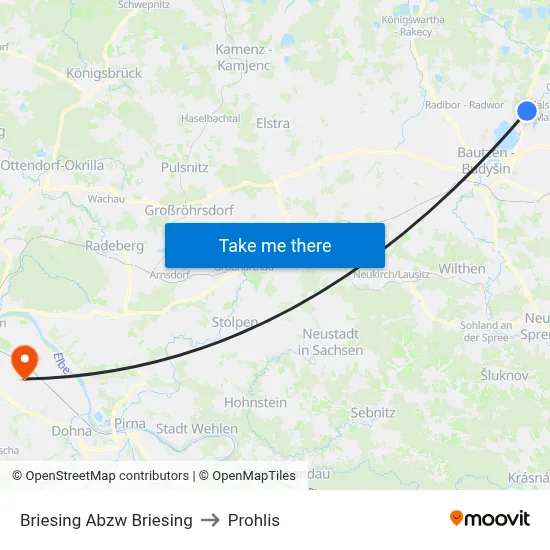 Briesing Abzw Briesing to Prohlis map