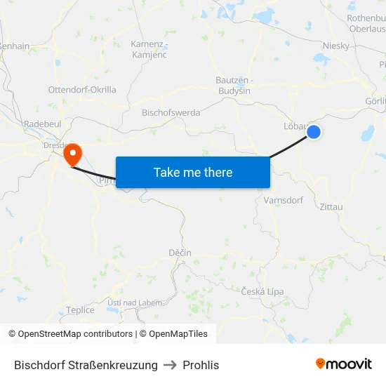 Bischdorf Straßenkreuzung to Prohlis map