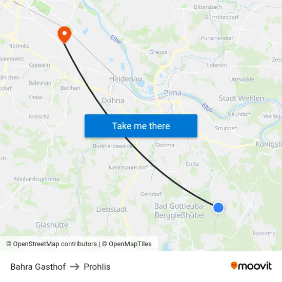 Bahra Gasthof to Prohlis map