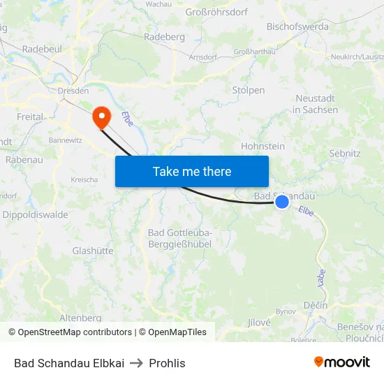Bad Schandau Elbkai to Prohlis map