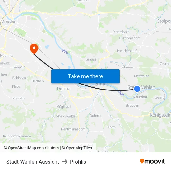 Stadt Wehlen Aussicht to Prohlis map