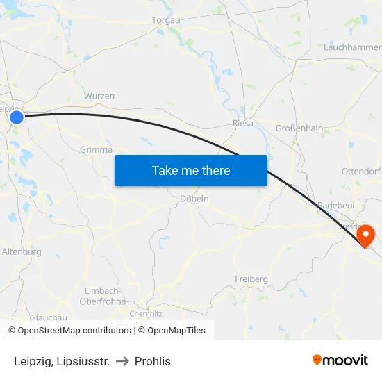 Leipzig, Lipsiusstr. to Prohlis map