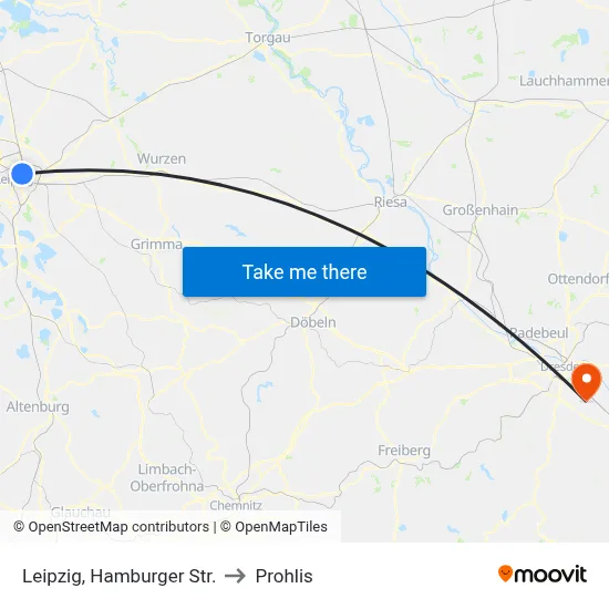 Leipzig, Hamburger Str. to Prohlis map