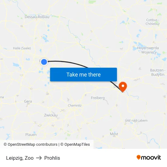 Leipzig, Zoo to Prohlis map