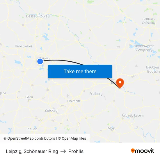 Leipzig, Schönauer Ring to Prohlis map