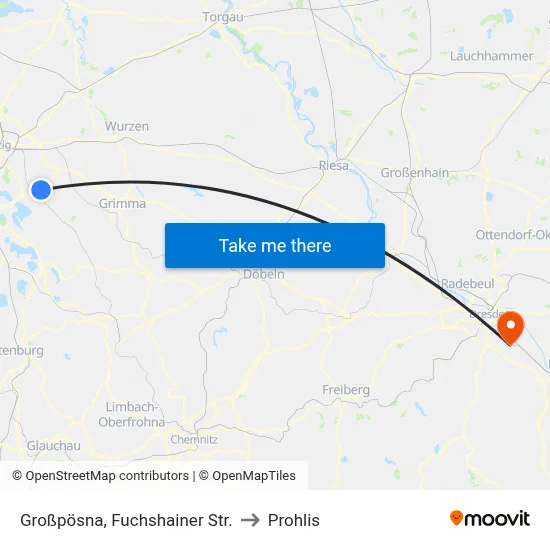 Großpösna, Fuchshainer Str. to Prohlis map