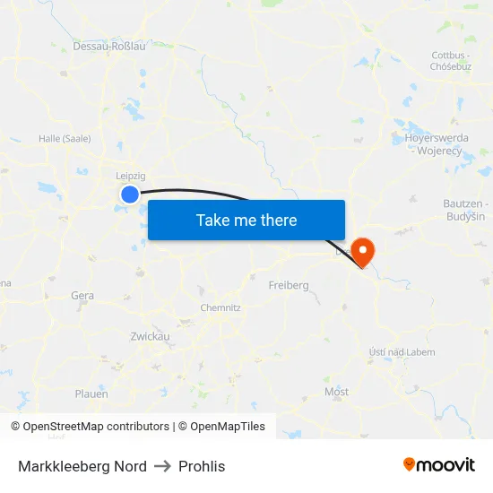 Markkleeberg Nord to Prohlis map