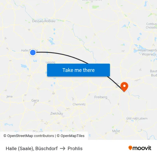 Halle (Saale), Büschdorf to Prohlis map