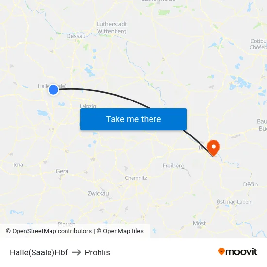 Halle(Saale)Hbf to Prohlis map