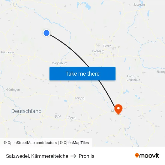 Salzwedel, Kämmereiteiche to Prohlis map