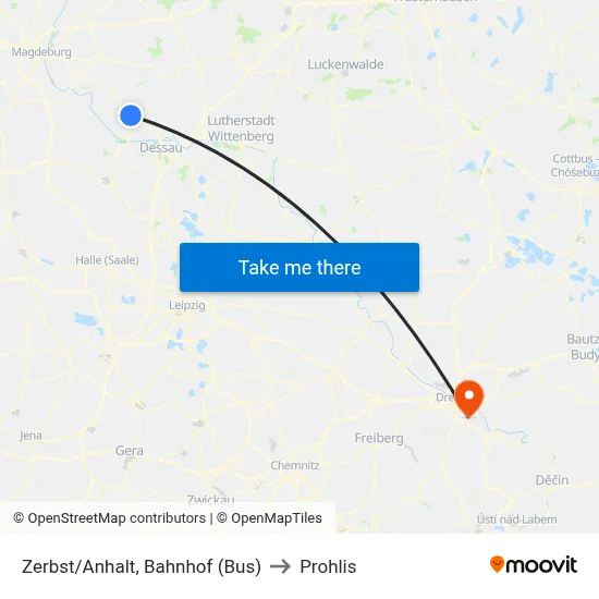 Zerbst/Anhalt, Bahnhof (Bus) to Prohlis map